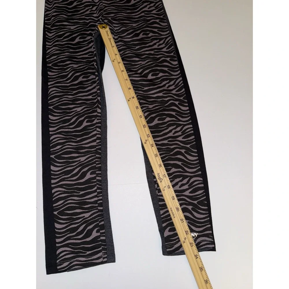 DKNY Girls 3-Pack Leggings 10-12 Black Gray Purple Zebra Stretch Pants Comfy NWT